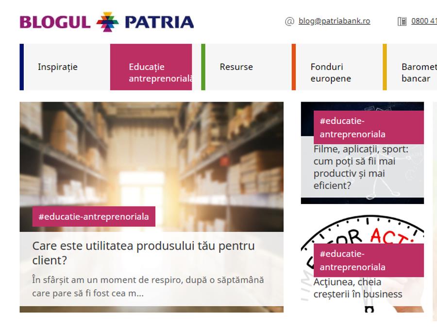 Patria Bank lansează Patria Blog, un proiect editorial dedicat antreprenorilor români