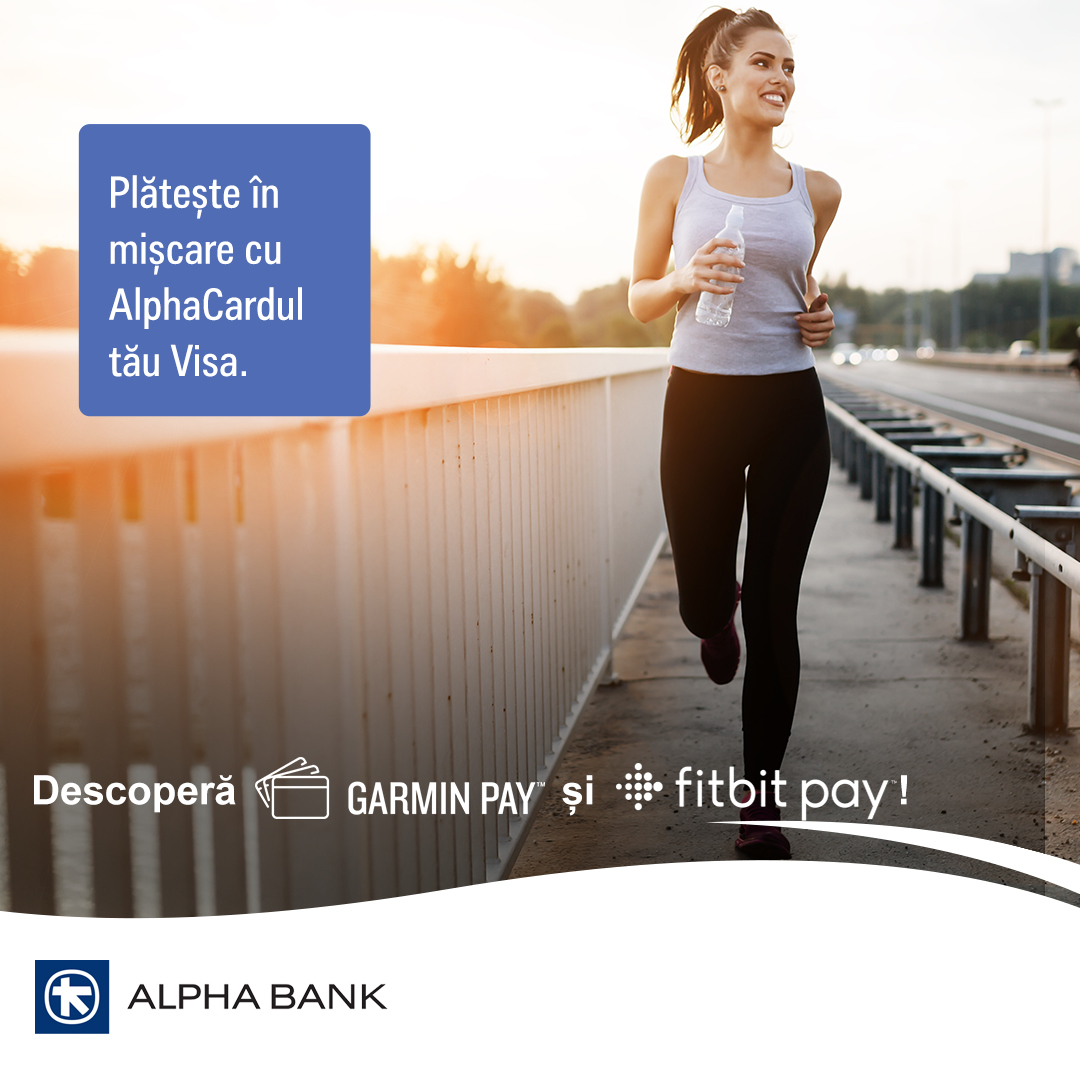 Alpha Bank Romania lanseaza solutiile de plata Garmin Pay si Fitbit Pay