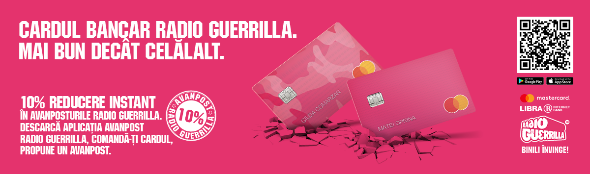 Premieră absolută pe piața de carduri din România: Libra Internet Bank și Radio Guerrilla lansează Cardul Bancar Radio Guerrilla, emis sub sigla Mastercard Premieră absolută pe piața de carduri din România: Libra Internet Bank și Radio Guerrilla lansează Cardul Bancar Radio Guerrilla, emis sub sigla Mastercard