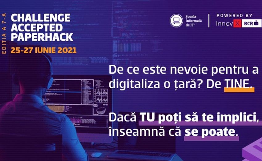 Școala Informală de IT organizează „Challenge Accepted Hackathon”, un eveniment pentru digitalizarea instituțiilor publice. Echipa câștigătoare va primi din partea InnovX-BCR un premiu de 10.000 de euro