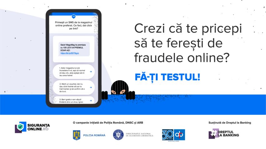 Poliția Română, Directoratul Național de Securitate Cibernetică și Asociația Română a Băncilor lansează #siguranțaonline, o campanie de informare despre cum să ne protejăm de fraudele online