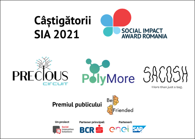Câștigătorii Social Impact Award 2021: Precious Circuit, Sacosh și Polymore