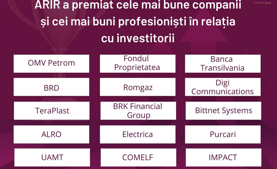 ARIR a premiat cele mai bune companii și cei mai buni profesioniști în relația cu investitorii