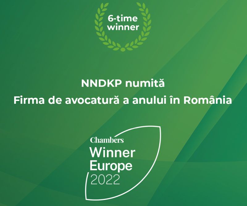 NNDKP câștigă pentru a șasea oară prestigiosul premiu  „Firma de avocatură a anului în România” la gala premiilor Chambers Europe