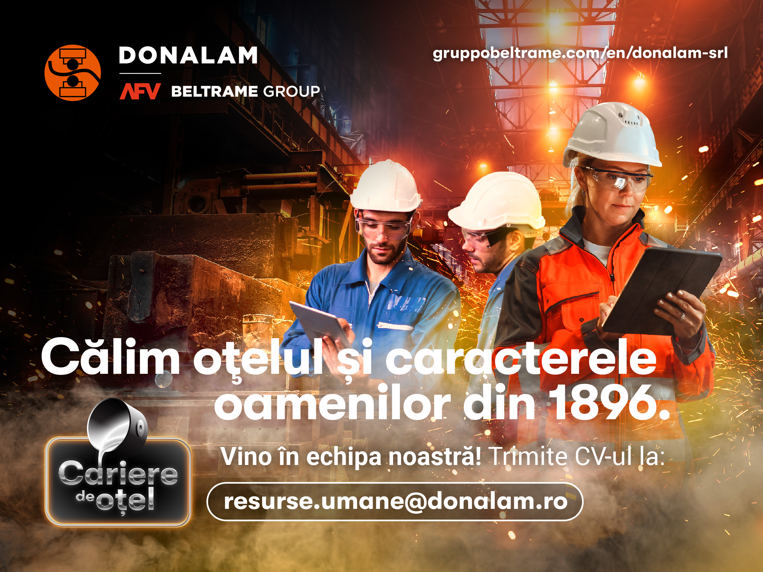 Compania Donalam, membră a AFV Beltrame Grup, recrutează forță de muncă pentru combinatul de la Târgoviște Compania Donalam, membră a AFV Beltrame Grup, recrutează forță de muncă pentru combinatul de la Târgoviște