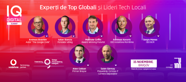 Echipa Upgrade 100, împreună cu BCR și Vodafone, îi aduc la IQ DIGITAL Summit Brașov pe consultantul Andreas Ekstrom și futurologul Matthew Griffin cu noi perspective despre digitalizare și planificare de business