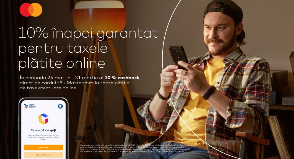 În premieră în România, Mastercard le oferă cashback garantat românilor care își plătesc taxele și impozitele cu cardul, până pe 31 martie În premieră în România, Mastercard le oferă cashback garantat românilor care își plătesc taxele și impozitele cu cardul, până pe 31 martie