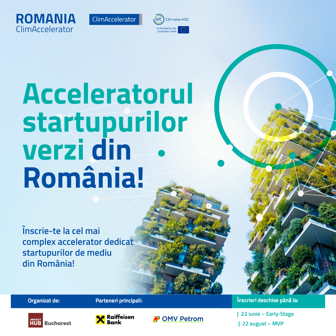 Raiffeisen Bank susține, pentru al treilea an consecutiv, cel mai complex accelerator dedicat startup-urilor greentech, Romania ClimAccelerator Raiffeisen Bank susține, pentru al treilea an consecutiv, cel mai complex accelerator dedicat startup-urilor greentech, Romania ClimAccelerator