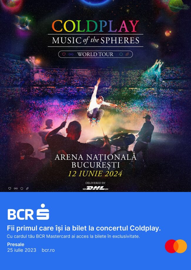 Concertul Coldplay în România, unul dintre cele mai așteptate evenimente  din ultimii 20 de ani, este susținut de BCR și Mastercard