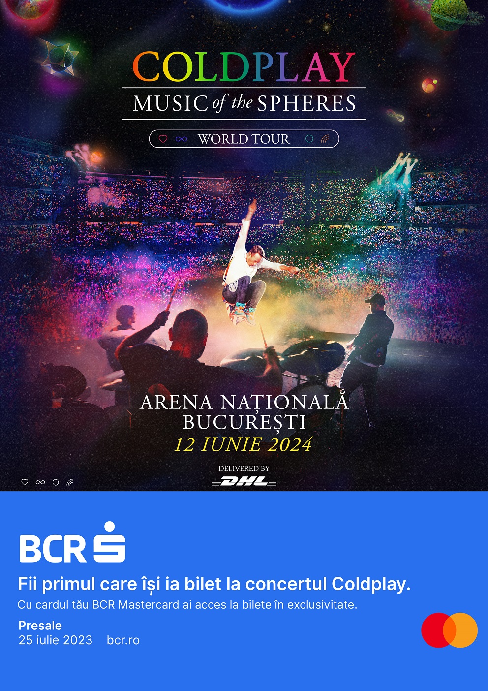 Concertul Coldplay în România, unul dintre cele mai așteptate evenimente  din ultimii 20 de ani, este susținut de BCR și Mastercard