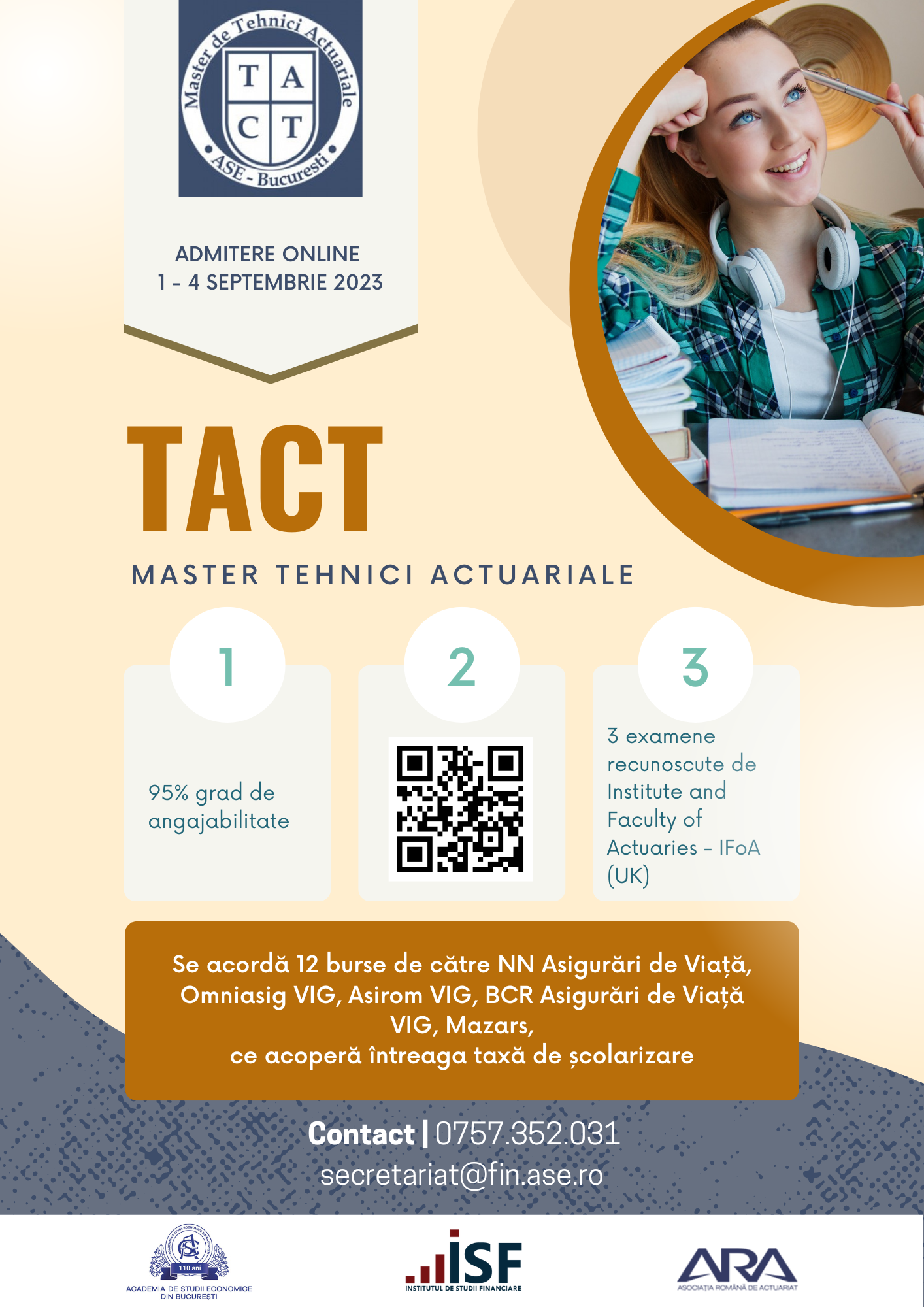 Admitere Master Tehnici Actuariale – TACT (sesiunea de toamnă: 1-4 septembrie 2023)