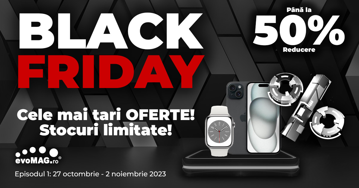 evoMAG dă startul Black Friday 2023 în România, Ungaria și Bulgaria și anunță reduceri de până la 75% la peste 330.000 de produse evoMAG dă startul Black Friday 2023 în România, Ungaria și Bulgaria și anunță reduceri de până la 75% la peste 330.000 de produse