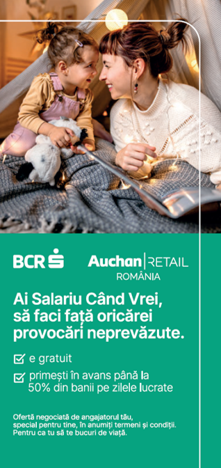 BCR și Auchan lansează prima soluție digitală din România pentru salariu în avans
