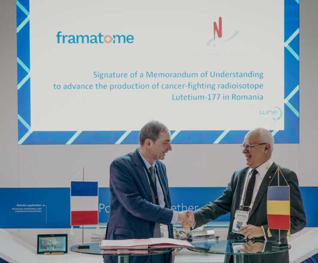Nuclearelectrica SA și Framatome semnează un acord pentru a avansa producția în România a radioizotopului Lutetium-177, folosit pentru combaterea cancerului Nuclearelectrica SA și Framatome semnează un acord pentru a avansa producția în România a radioizotopului Lutetium-177, folosit pentru combaterea cancerului