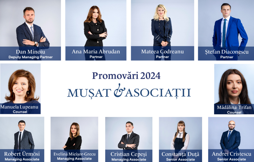 Mușat & Asociații își consolidează echipa de management prin adăugarea unui Deputy Managing Partner și promovarea a trei noi Parteneri și a altor șapte avocați în poziții de senioritate