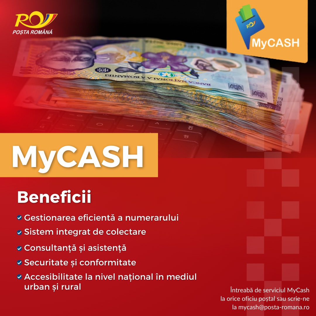MyCash – un nou serviciu pentru depunerea numerarului, lansat de Poșta Română pentru persoanele juridice