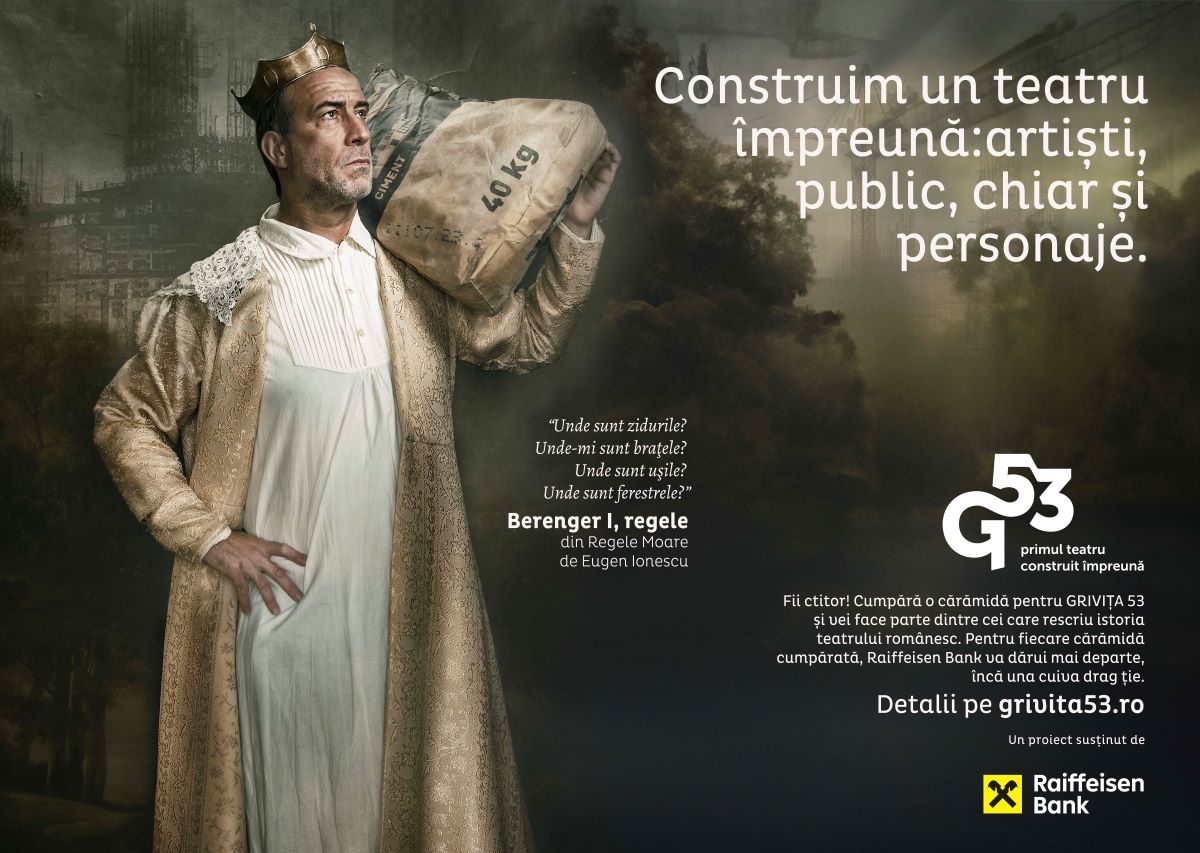 Raiffeisen Bank România susține construcția Teatrului Grivița 53, cărămidă cu cărămidă, prin campania Ctitori Grivița 53