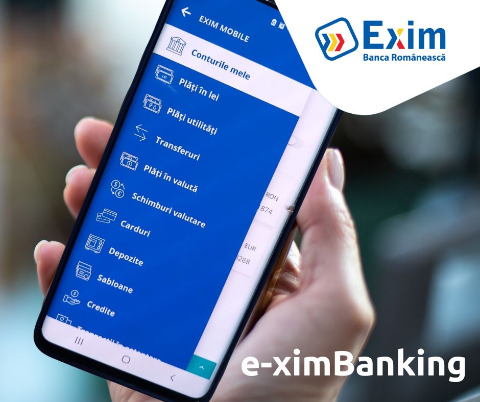 Exim Banca Românească a lansat aplicația de mobile banking e-ximBanking