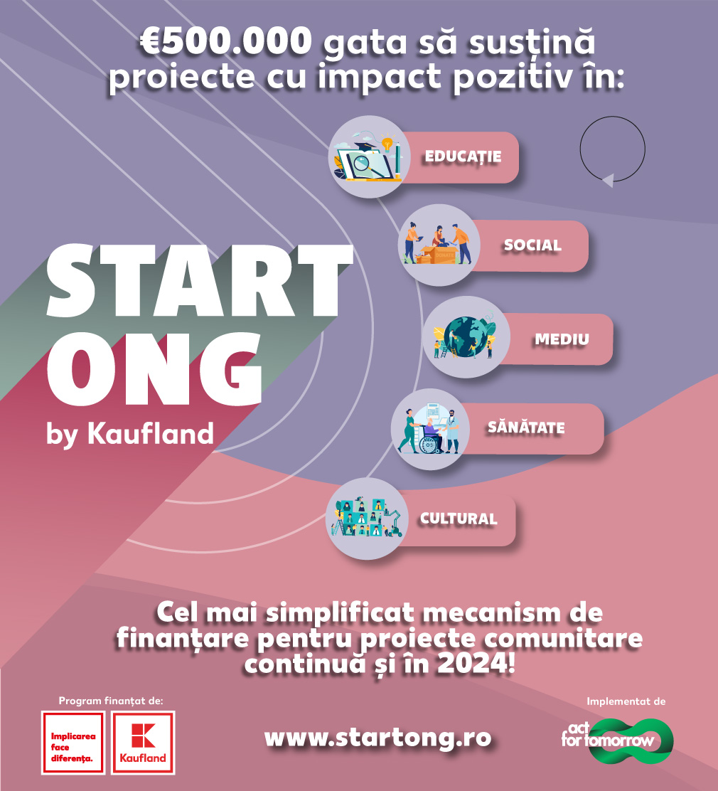 500.000 de euro disponibili pentru ONG-uri mici și instituții de învățământ în 2024, prin Programul Start ONG 500.000 de euro disponibili pentru ONG-uri mici și instituții de învățământ în 2024, prin Programul Start ONG