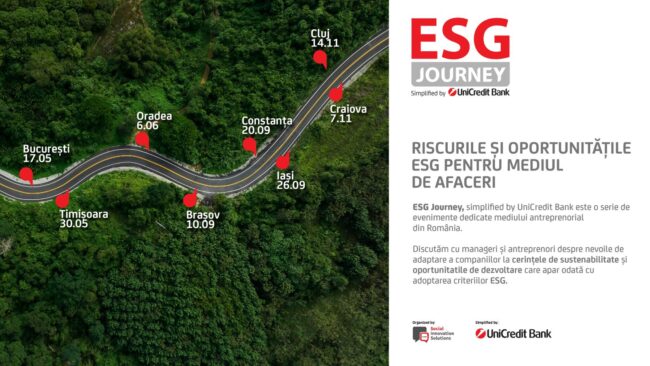 UniCredit Bank România în parteneriat cu Social Innovation Solutions, lansează seria de evenimente ESG Journey, un tur ghidat pentru mediul de business