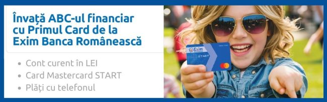 Exim Banca Românească lansează contul ABC cu card personalizat pentru copii