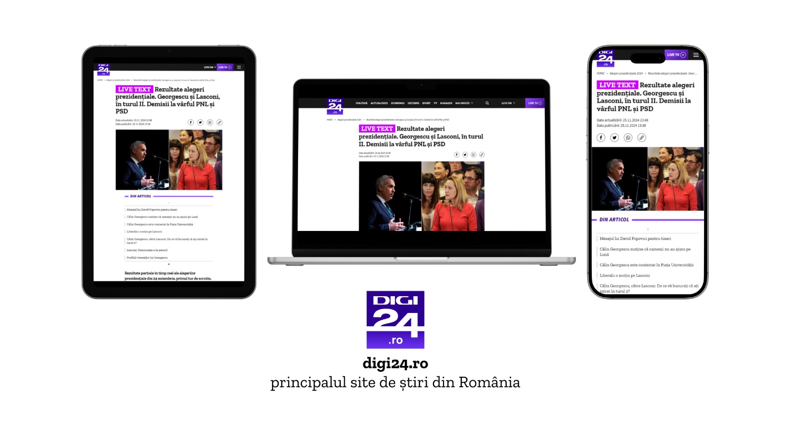 Digi24.ro, record absolut de trafic, după primul tur de alegeri prezidențiale