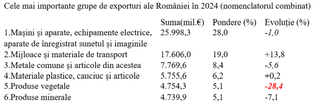 Șapte grupe de produse au concentrat deficitul de anul trecut în comerțul exterior