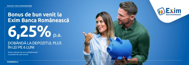 Exim Banca Românească oferă dobândă bonus la depozitele în lei pe șase luni