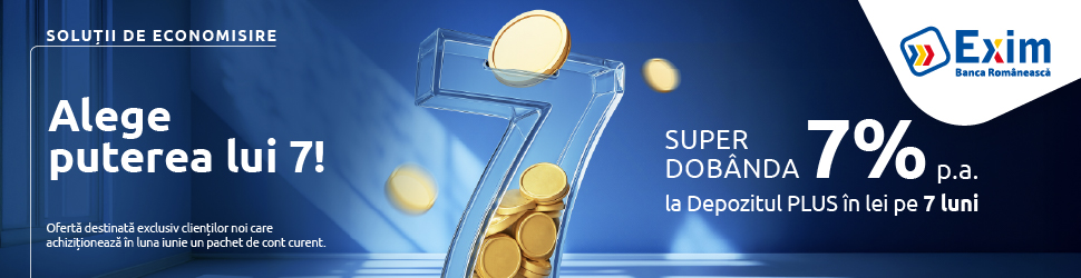 Exim Banca Românească urcă dobânzile la depozitele în lei până la 7,00% Exim Banca Românească urcă dobânzile la depozitele în lei până la 7,00%