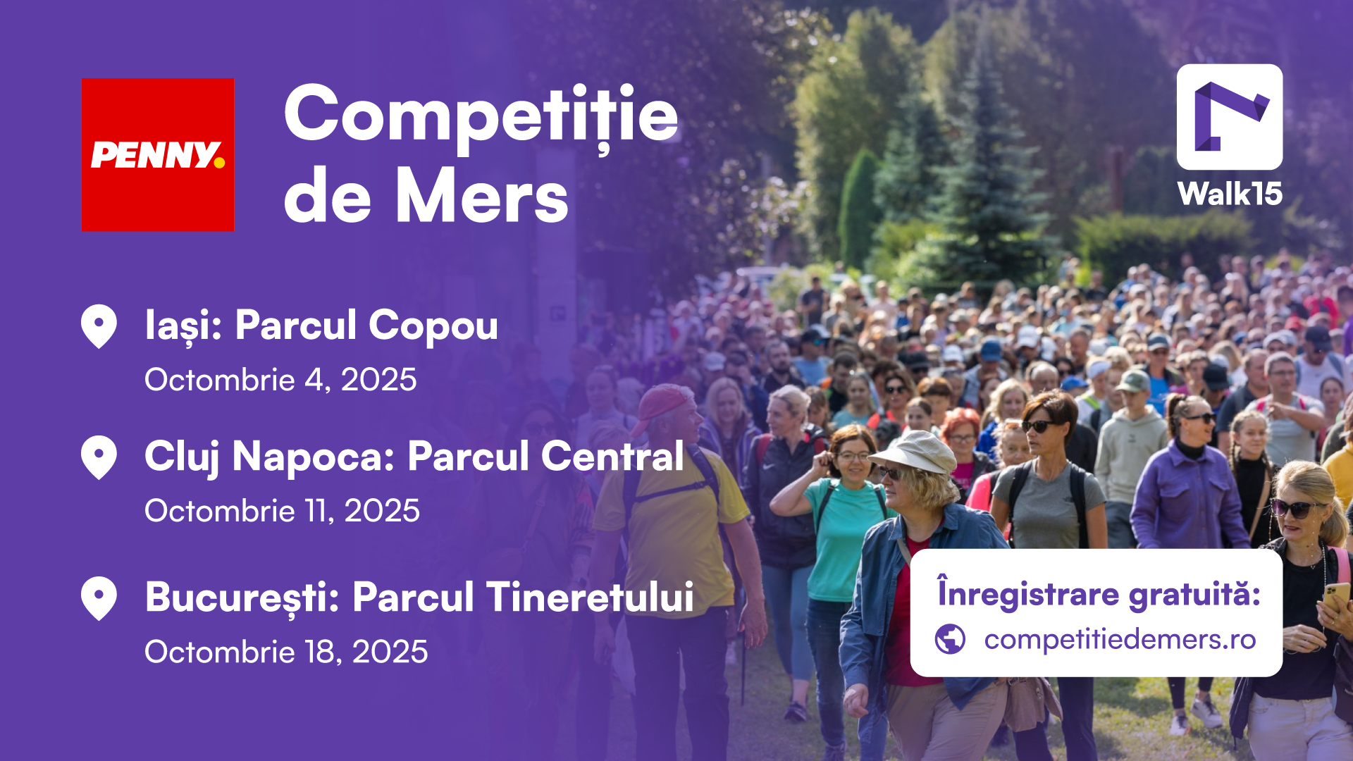Competiția de mers organizată de PENNY și Walk15 ajunge în Iași, Cluj-Napoca și Bucure
