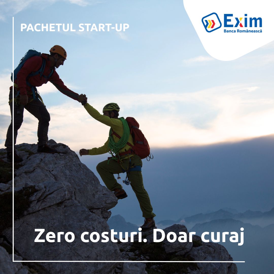 Exim Banca Românească lansează Pachetul Start-Up cu servicii gratuite  pentru antreprenori în primul an