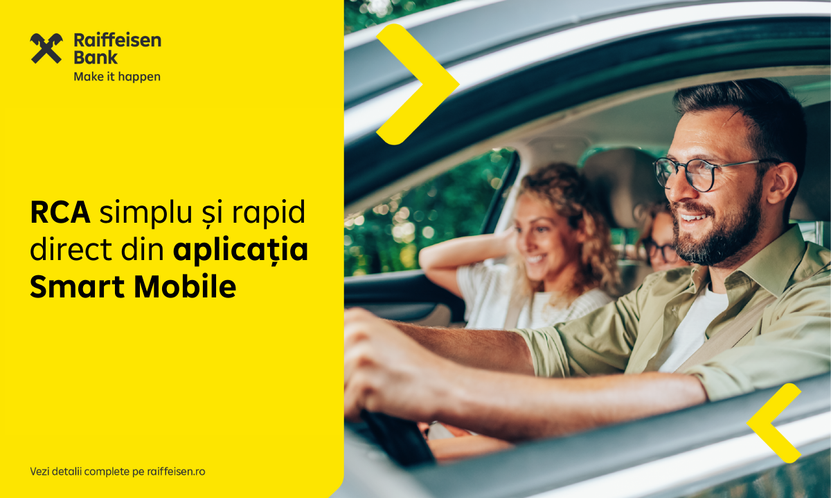 RCA rapid și sigur: totul în Smart Mobile, aplicația de mobile banking a Raiffeisen Bank România