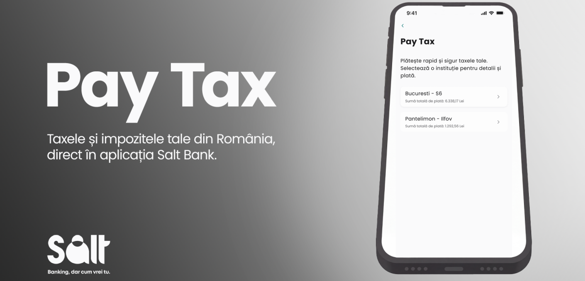 Pay Tax, noua funcționalitate Salt Bank care face plata taxelor mai ușoară