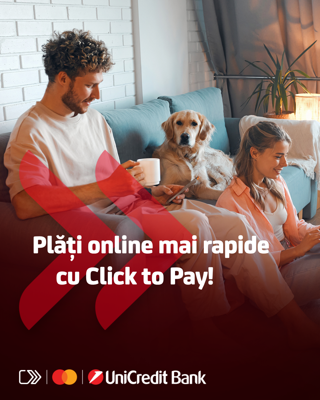 UniCredit oferă clienților persoane fizice o experiență de plată online mai rapidă, mai sigură și mai simplă, prin înrolarea cardurilor în Mastercard Click to Pay