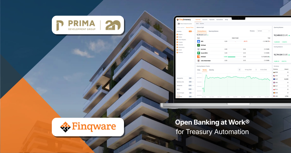 Prima Development Group își automatizează operațiunile financiare cu FinqTreasury
