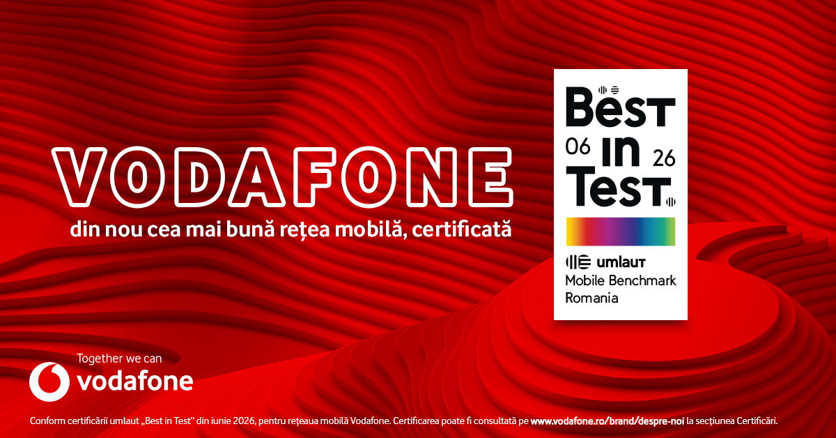 Vodafone România obține, pentru al cincilea an consecutiv, certificarea umlaut „Best in Test” pentru rețeaua sa mobilă