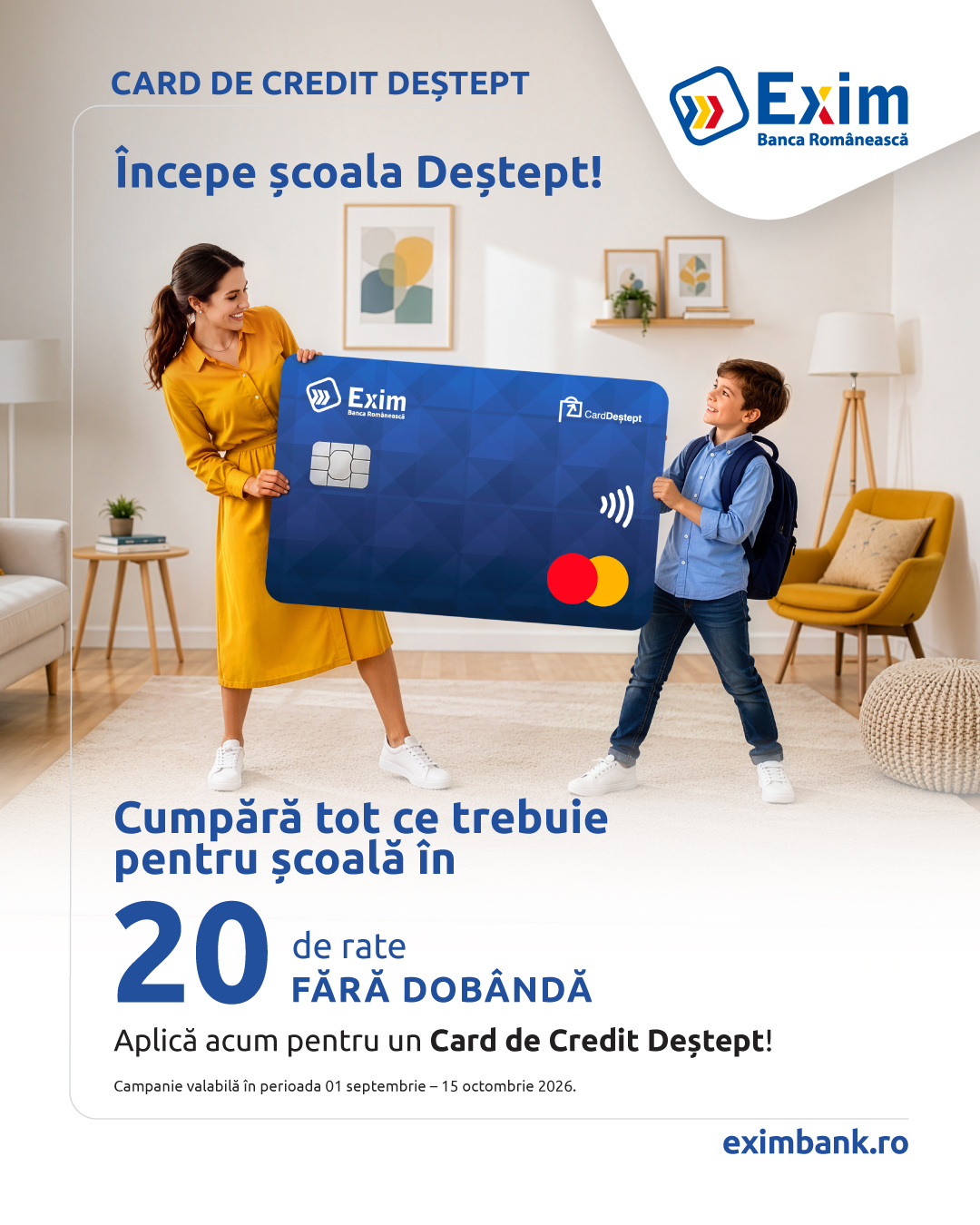 Back to School cu mai multă flexibilitate: până la 20 de rate fără dobândă cu Cardurile Deștepte Back to School cu mai multă flexibilitate: până la 20 de rate fără dobândă cu Cardurile Deștepte