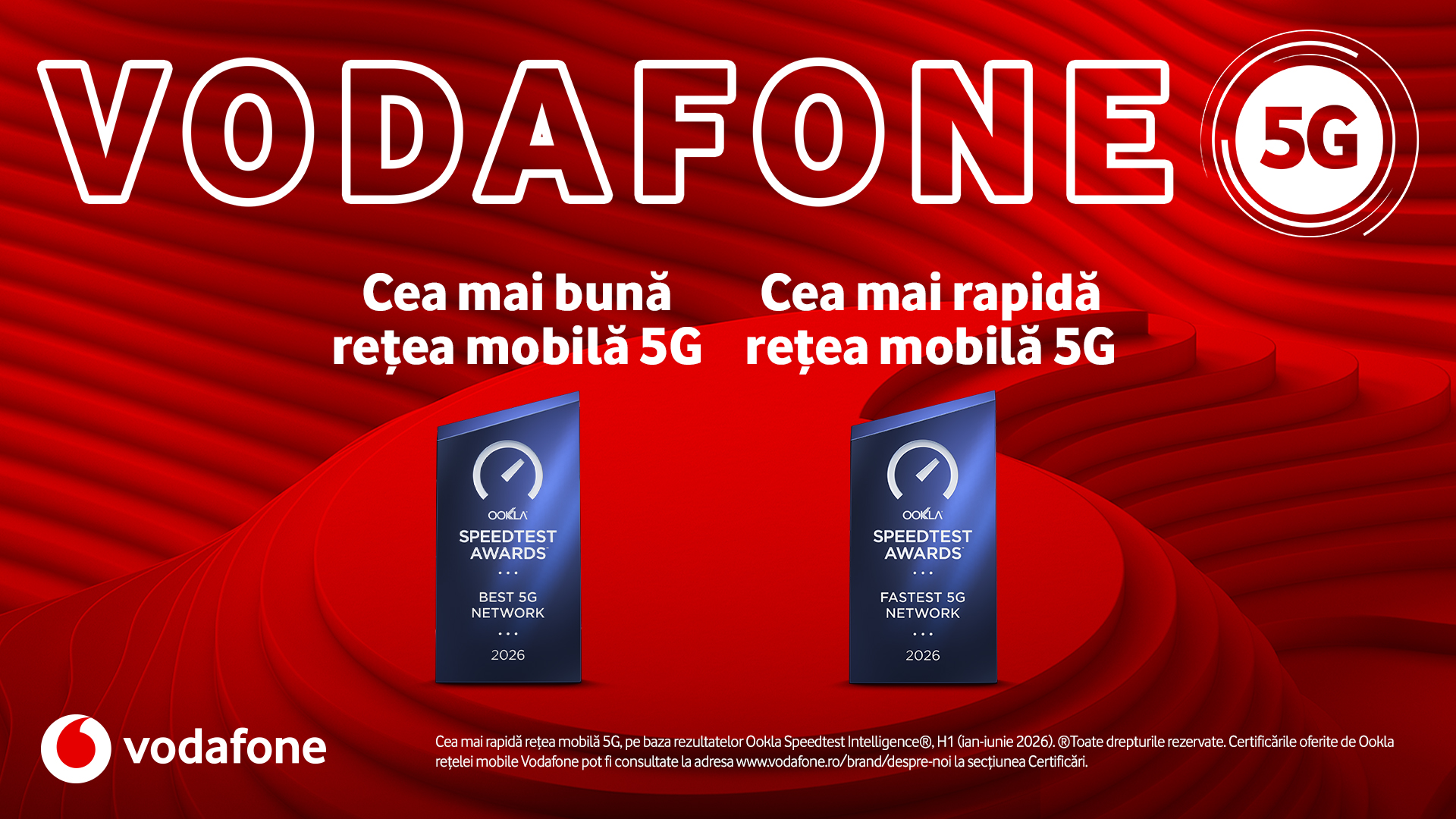 Vodafone are cea mai bună și cea mai rapidă rețea 5G din România, potrivit Ookla Vodafone are cea mai bună și cea mai rapidă rețea 5G din România, potrivit Ookla